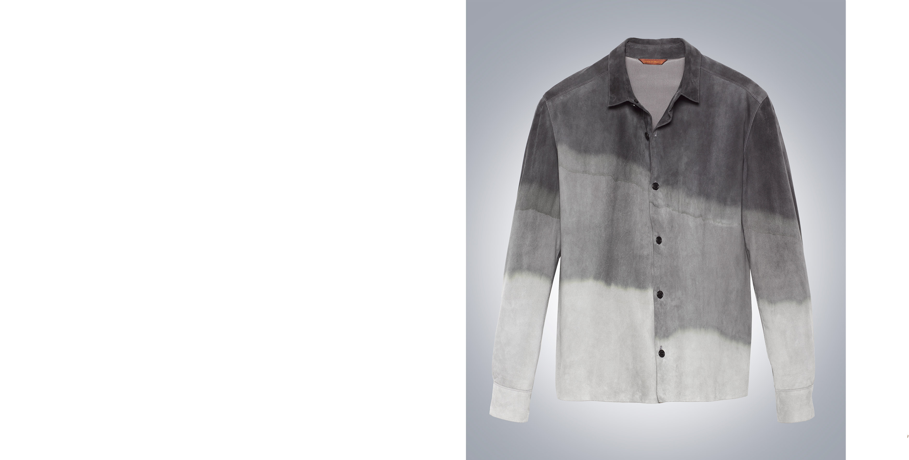 Shirt in tie-dye deer suede and Eider down lining