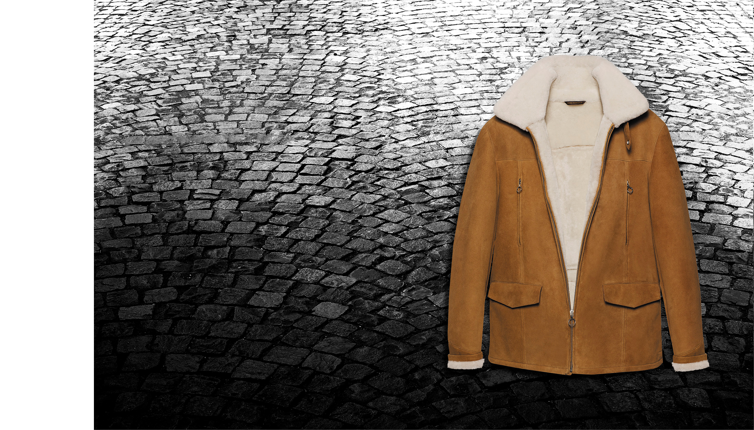 Townsman jacket – Cognac extase sheepskin, merino white wool